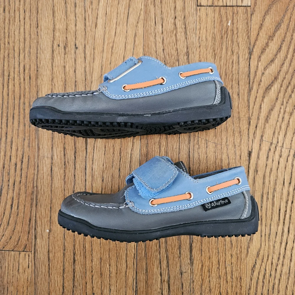 Naturino Blue and Gray Moccasins Boys Size 10/10.5 EU 27
